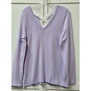 Lilly Pulitzer Areli Pullover "Lilac" Tunic Lattice Back Top-Size Medium Long Sl